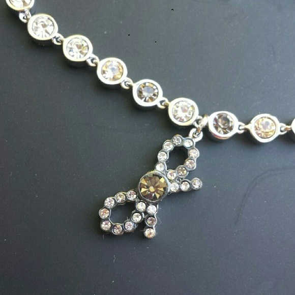 Rare Coach Bow Chain Crystal Bracelet Pink Silver - Picture 5 of 8